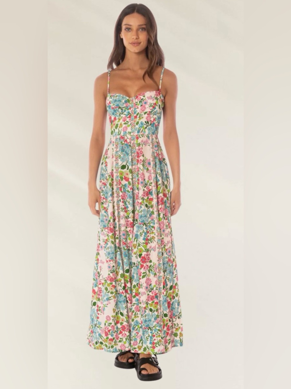 Maaji Romina Viscose Floral Garden Spaghetti
Strap Dress - Size Medium